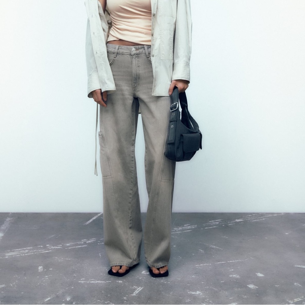 ZARA TRF MID RISE WIDE LEG JEANS REF. 6045/021